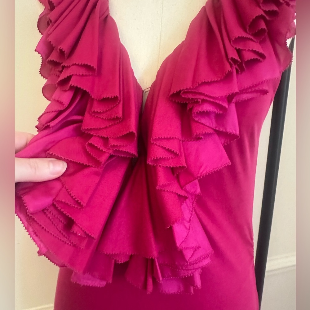 Ralph Lauren Raspberry cotton/silk blend Ruffled Blouse - Picture 3 of 7